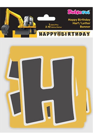Balonevi Lisanslı İnşaat Temalı Happy Birthday Banner