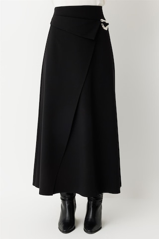 Toka Detaylı Anvelop Kapamalı Etek Siyah Siyah
