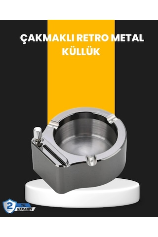 Ceylan Adam Yuvarlak Çakmaklı Küllük Dayanıklı Metal Yapı
