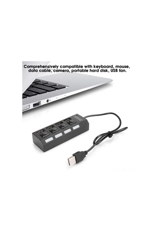 Ximistore9 Usb 2.0 Hub Siyah 4 Portlu Bağımsız Anahtar Ve Led Göstergeli, 480mbps Hızlı Veri Transferi, Çoklu Cihaz Uyumlu