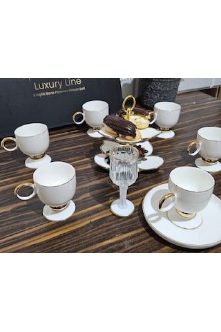 Twinkle Luxury Gold Bone Porselen Kahve Fincan Takımı 01gld01
