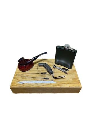 Dapper Gül Ağacı Balsa Filtre 7 Oz Çelik Mataralı Pipo Seti 605954x509464