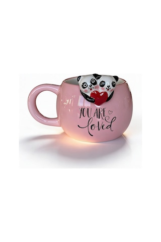 3d Kalp Tutan Pandalar Kupa 420 Ml Pembe