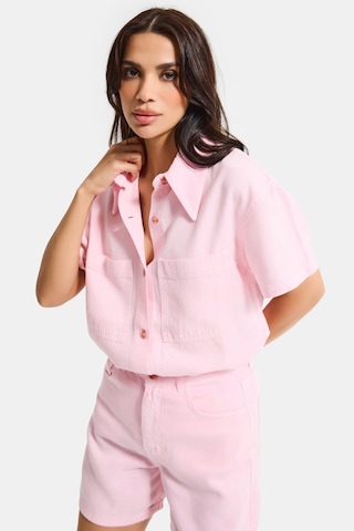 Itsbasic Kadın Light Pembe 6s6-98 Oversize %100 Koton Pamuk Denim Gömlek