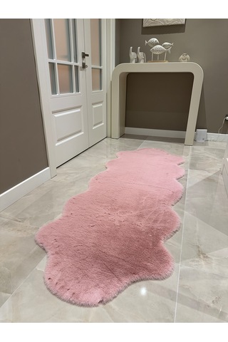 Ultra Soft Pembe Yumuşak Dokulu Peluş Halı Çift Kafa Post