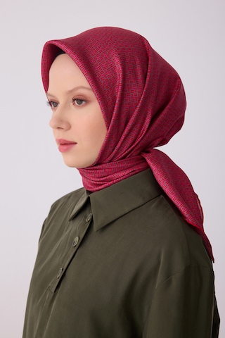 Belli Twill İpek Eşarp Kırmızı, Pembe, Füme Çok Renkli