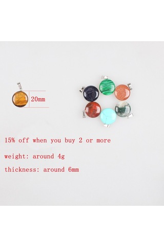 Soulader Doğal Taş Kolye Ucu Malakit Akik Kaplan Gözü Turkuaz Kristal Yuvarlak Charm Bijuteri Takı Tasarımı Kolye Bileklik Yapım Malzemeleri Çok REnkli