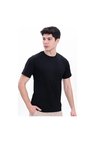Freemen Erkek/unisex Bisiklet Yaka Basic Tişört %100 Pamuk Siyah