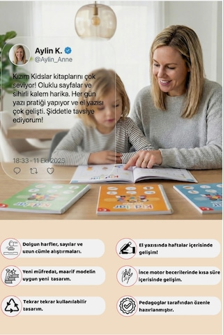Kidslar Magic Learn - Kabartmalı Sihirli Yazı Kitap Seti