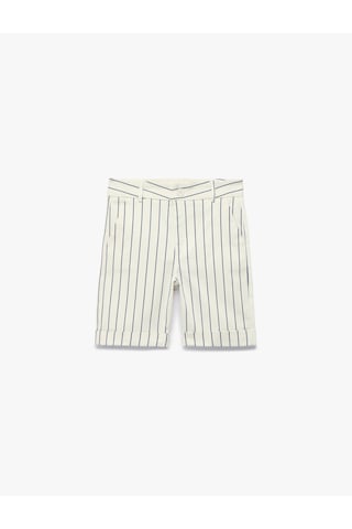 Koton Pamuklu Cepli Beli Ayarlanabilir Lastikli Gabardin Çizgili Şort Ekru Çizgili 6skb40137tw