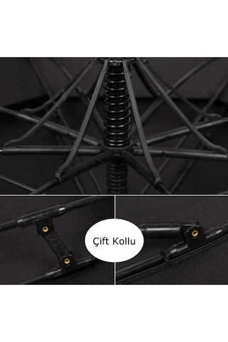 Rubenis Çift Katmanlı Fiber Gövdeli Lüx Protokol Şemsiye 136 Cm Siyah