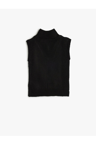 Koton Triko Süveter Kolsuz Yarım Fermuarlı Yaka Siyah 5wkg90006at Siyah