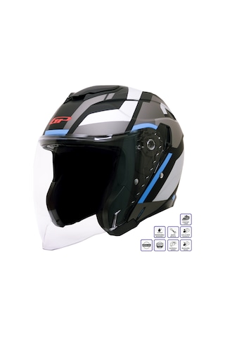 Gp Kompozit Mks009-gwb Şeffaf Vizörlü Motosiklet Yarım Kask Çok Renkli