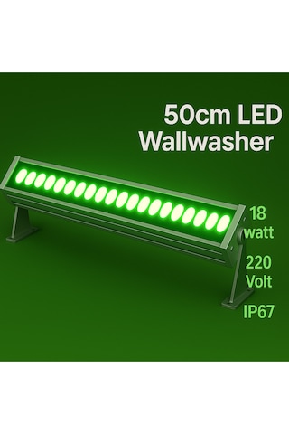 50cm 18w Led Wallwasher Yeşil Dış Cephe, Minare, Bahçe Aydınlatma Iç-dış Kullanım Ip65 Yeşil