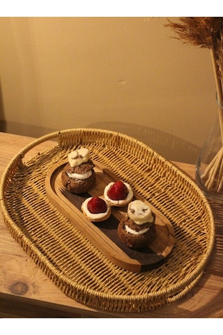 Hasır Rattan Oval Tepsi Geniş Boy Diğer