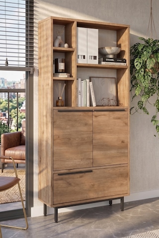 Yurudesign Ocean Ofis Klasör Dolabı Kitaplık 3 Kapaklı Metal Ayaklı Sepet On9b-s Kahverengi