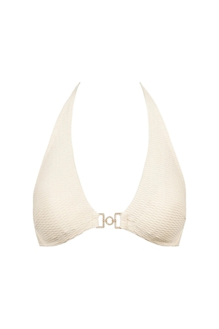 Aubade Shimmering Waters Üçgen Bikini Üstü, Parlak Lurex Kumaş, Altın Detaylı, Ayarlanabilir Bej