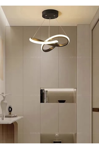 Modern Tasarım Bumerang Sarkıt Power Led Avize Hol Antre Mutfak Salon Oturma Odası Avize Siyah Gövde Siyah