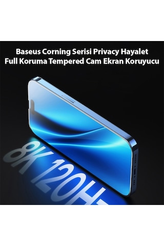 Baseus Apple iPhone 15 Pro Max Uyumlu Privacy Hayalet Full Cam Ekran Koruyucu