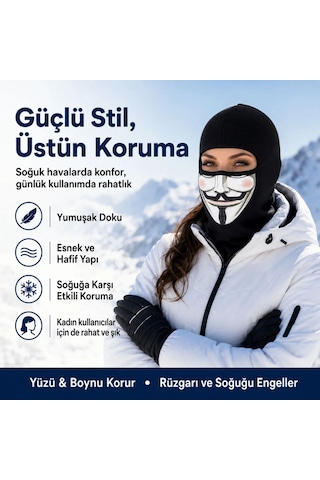 Northcity Unisex Anonymous Baskılı Balaklava 1 Adet Tek Beden Viskoz Kask İçi Motosiklet Maskesi Açık Gri Tek