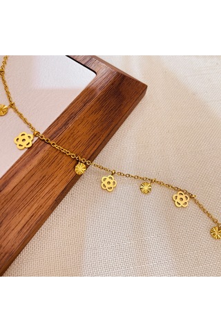 Sones Opk Gz196 Paslanmaz Çelik İskelet Çiçek Bileklik Altın