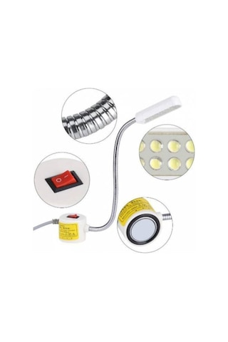 Dikiş Makinesi Lambası Mıknatıslı Spiral 10 Led'li Beyaz Mekanik