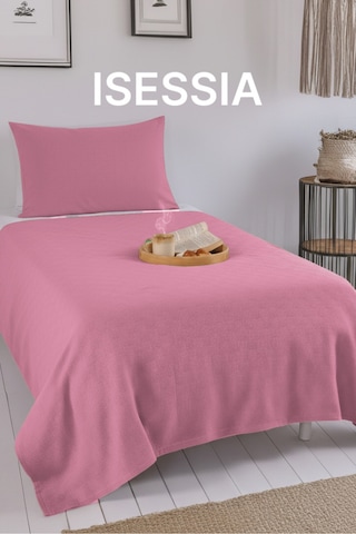 Loya %100 Pamuk Tek Kişilik Pike Yatak Örtüsü Koltuk Örtüsü 160x230cm Pembe
