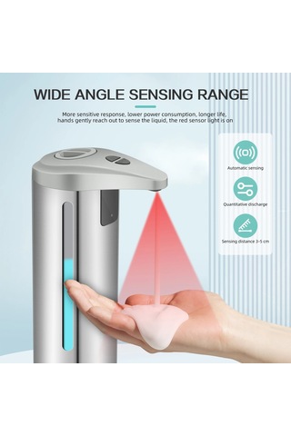 Siyah-otomatik Sıvı Sabunluk Fotoselli Sensör Banyo Akıllı Köpük Makinesi 280 Ml Kızılötesi Sıvı Sabunluk Pompa Kabı