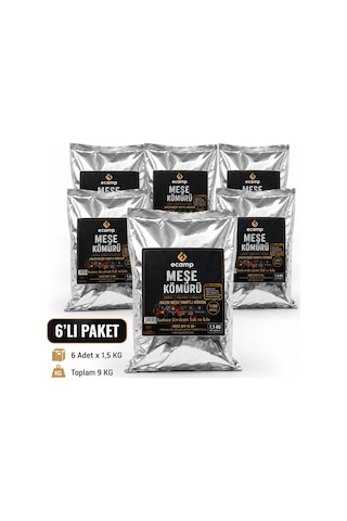 Ecamp 100% Doğal Tek Kibritle Tutuşan Meşe Kömürü 1.5 Kg X 6 Adet Çoklu Paket