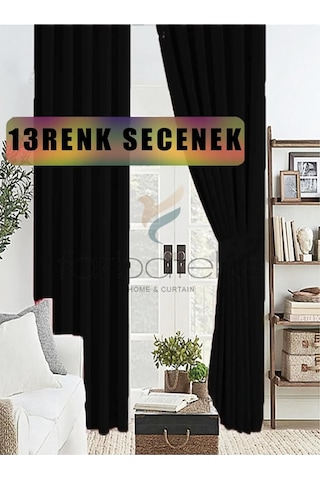 Farbateks Siyah Renk Kalın Güneşlik Blackout Kararma Fon Perde Düz Dikim 120 X 250 Çok Renkli
