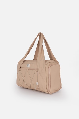 İcone Bag Kadın Spor Ve Yoga Çantası Çok Cepli, Ayakkabı Bölmeli, Lastik Detaylı, Fermuarlı Ön Cep Bej