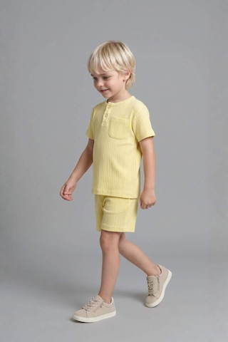 Defacto Kısa Kollu Üst Şort Alt 2li Pijama Takımı Erkek Bebek H5378a526hsyl273 Sarı-yl273