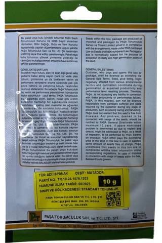 Paşa Ispanak Tohumu 10 Gr
