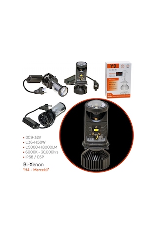 Carub Y9 H4 Bi-xenon Mercekli Ampul Süper Beyaz 36-50w/5000-8000lm/6000k Br0410318
