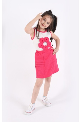 Aden Kids Kız Çocuk Etekli Alt Üst Takım Fuşya