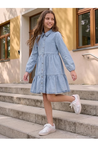Civil Girls Denim Gömlek 10-13 Yaş Elbise - Mavi