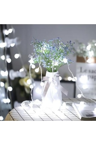 YILBAŞI LED IŞIK TOP İP LED BEYAZ İÇ MEKAN 5 MT