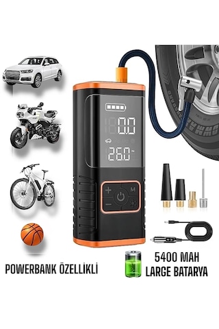 Enshall 5588 5400 Mah+şarjlı Çakmaklıklı Taşınabilir Kompresör