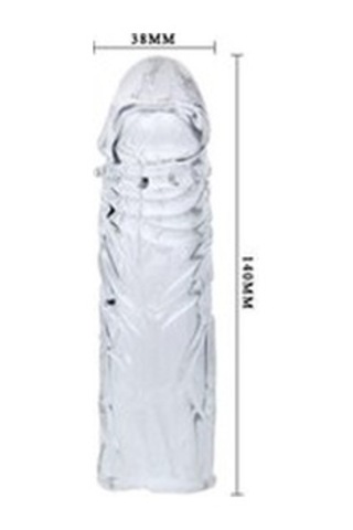 Red Fox 14 Cm Damarlı Uzatmalı Şeffaf Silikon Penis Kılıfı