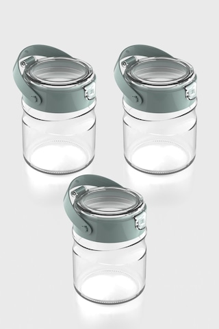 Renga Mono 900 Ml Yeşil Kapaklı 3'lü Cam Kavanoz Seti 131064 Yeşil