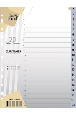 Gen Of Ayraç Seperatör 1 20 Rakamlı Gen 1306