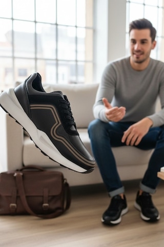 Enoch Erkek Sneaker - Yüksek Esnek Tabanlı Şehir Şıklığı Ve Konfor Odaklı Bağcıklı Yürüyüş Ayakkabısı Siyah
