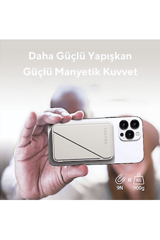 Voltme Magpak 5000mah Magsafe Kablosuz 22.5w Taşınabilir Şarj Cihazı Bej Bej