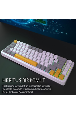 Ikg-457 Rgb Mekanik Oyuncu Klavyesi 68 Tuş Hot Swap Red Switch Multimedya Kontrol Düğmesi