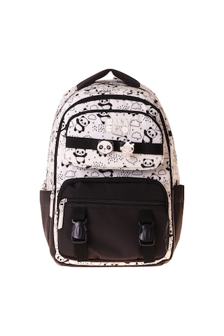 Calacilo Sweet Kız Çocuk Panda Baskılı Siyah İlkokul Okul Sırt Çantası - Beş Bölmeli - C4059