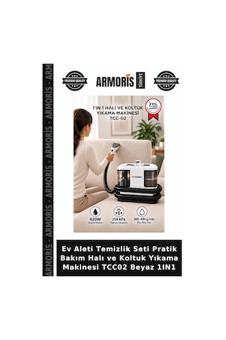 Ev Aleti Temizlik Seti Pratik Bakım Halı Ve Koltuk Yıkama Makinesi Tcc02 Beyaz 1ın1