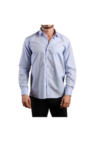 Mavi Büyük Beden Rahat Kesim Cepli Uzun Kol Regular Fit Erkek Gömlek - 150-5 001