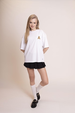 Afloow Muse Oversize Beyaz Tişört %100 Pamuk Ön Leopar A Harfi Detaylı, Sırtı Büyük Leopar Baskılı, Rahat Ve Şık Tasarım Unisex Günlük T-shirt Beyaz