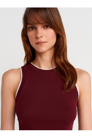 Dilvin 21086 Çift Görünümlü Kolsuz Top-bordo Bordo