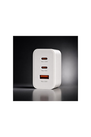 120w Hızlı Şarj Aleti 3 Portlu Usb-c 120w Usb-c 45w Usb-a 25w Pd Turbo Adaptör Apple iPhone Uyumlu Samsung